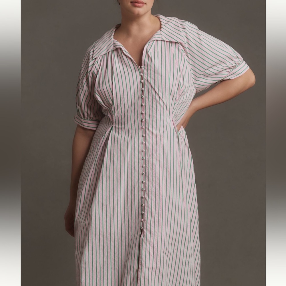 Anthropologie/ English Factory Plus Midi Stripe Shirt Dress Size 2X - Picture 14 of 15